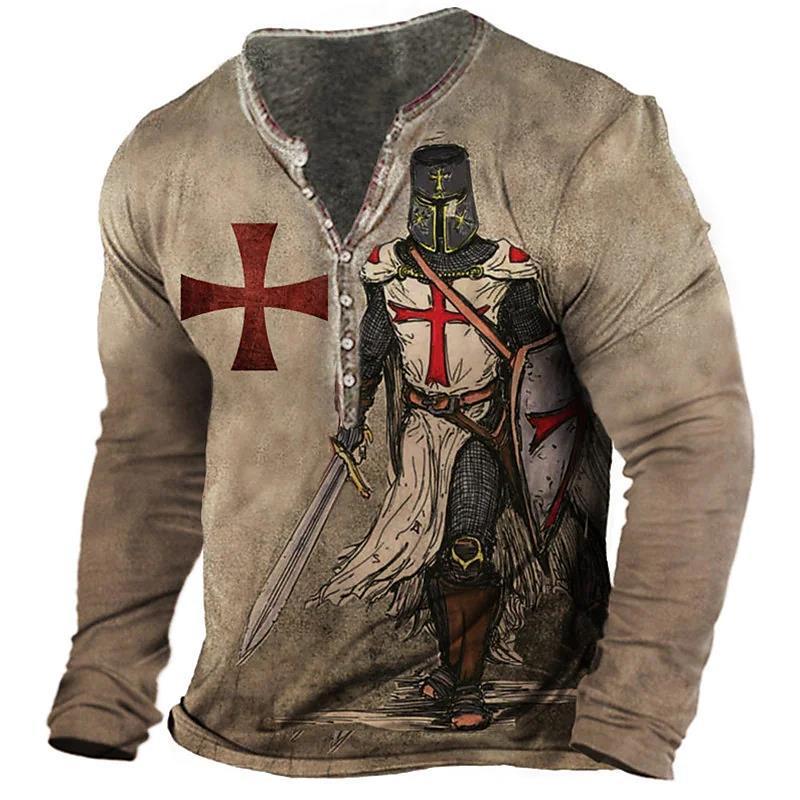 Men's Print Long-Sleeve Henley
