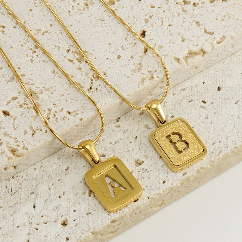 18K Gold Hollow Square Letter Necklace