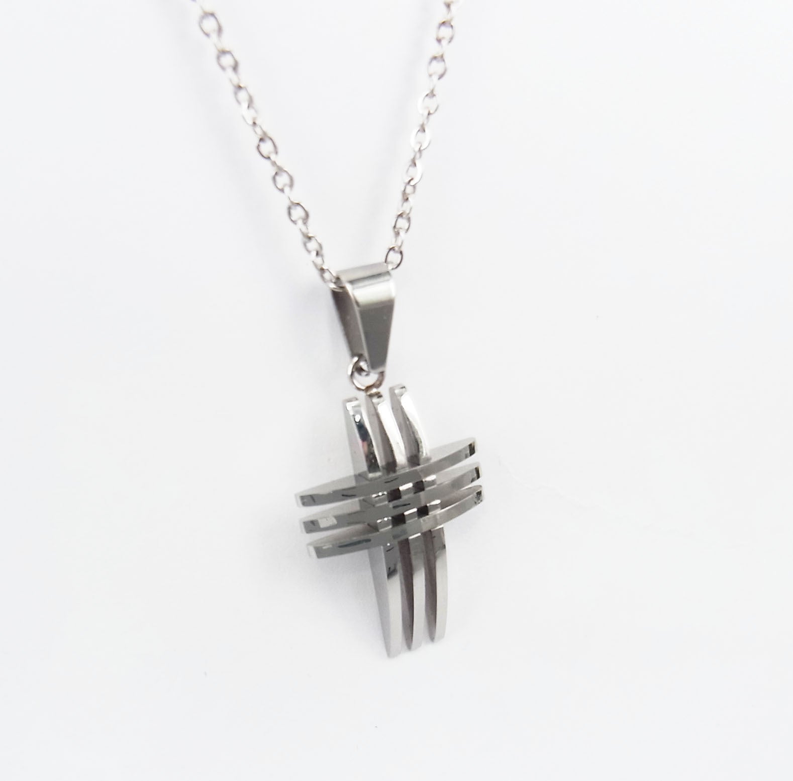 Hollow Cross Pendant — Stainless Steel