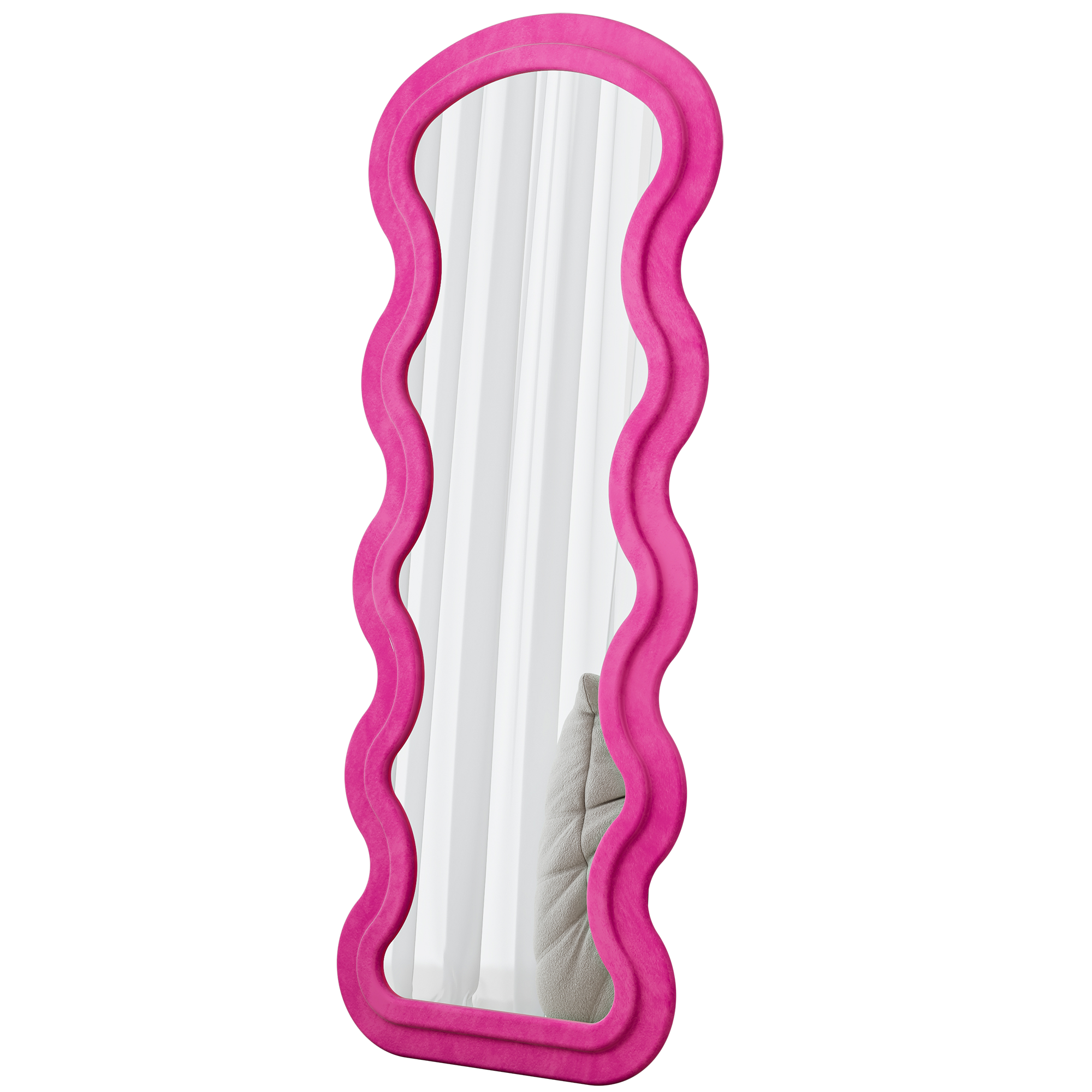 Rose Wave Floor Mirror — Flannel-Wrapped