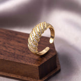 Ring Real Gold Zircon Ornament Adjustable Retro Heavy Industry Ring Ornament Ornament