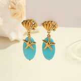 Natural Stone Turquoise Earrings Stainless Steel Eardrop Earrings