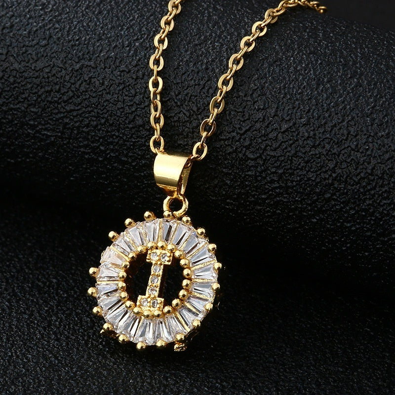26-Letter Cubic Zircon Pendant Necklace