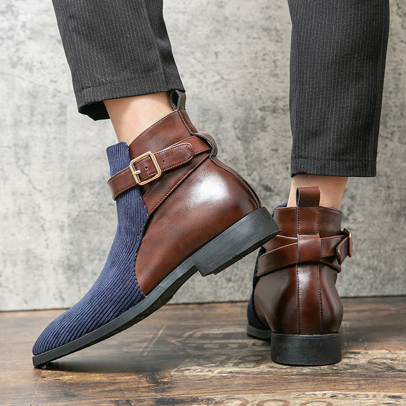 Men's Color-Block Biker Boots