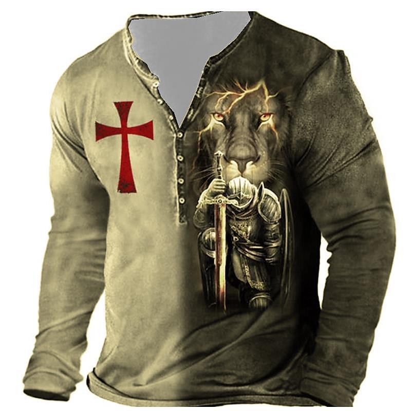 Men's Print Long-Sleeve Henley