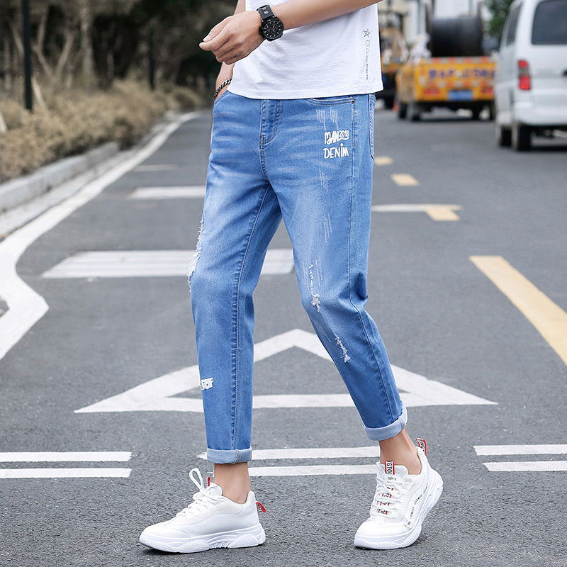 Black Ripped Ankle Jeans