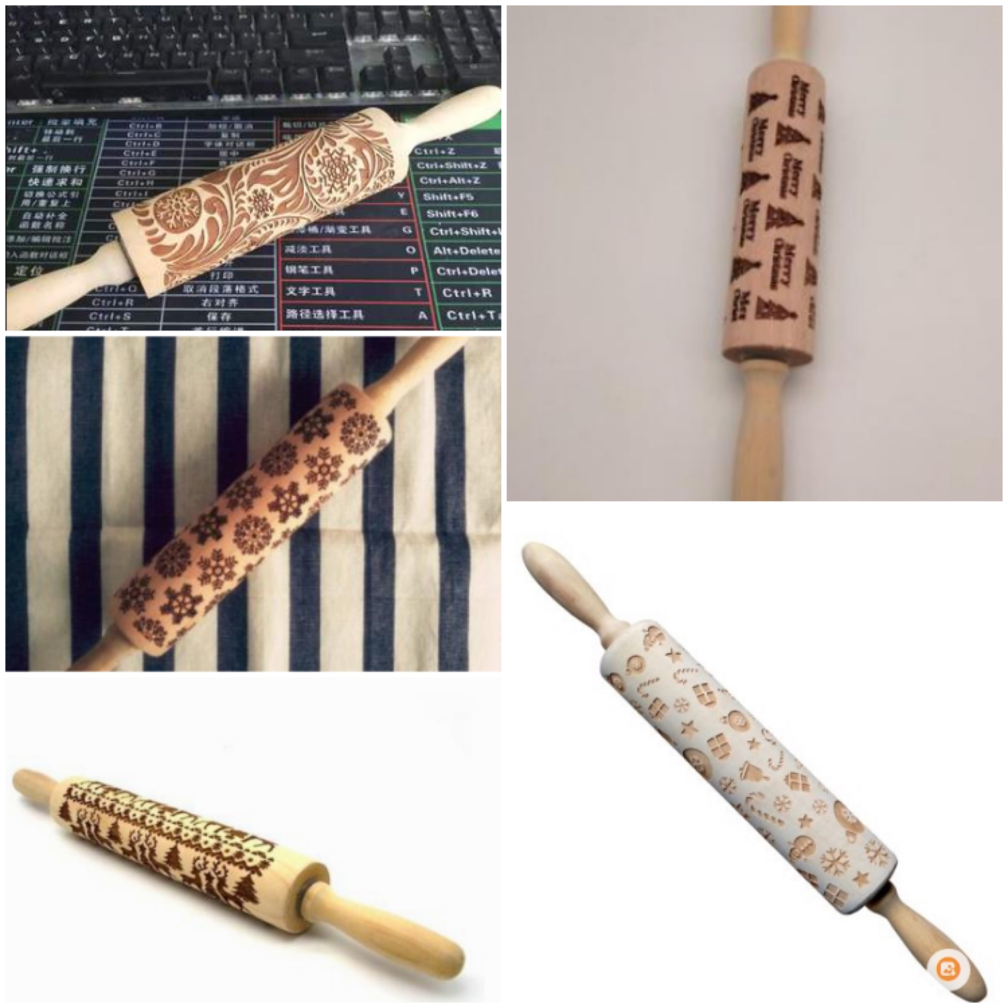 Christmas Embossing Rolling Pin