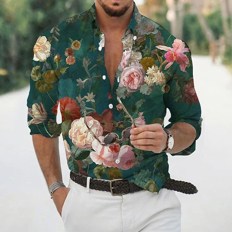 Men's Loose Floral Beach Shirt