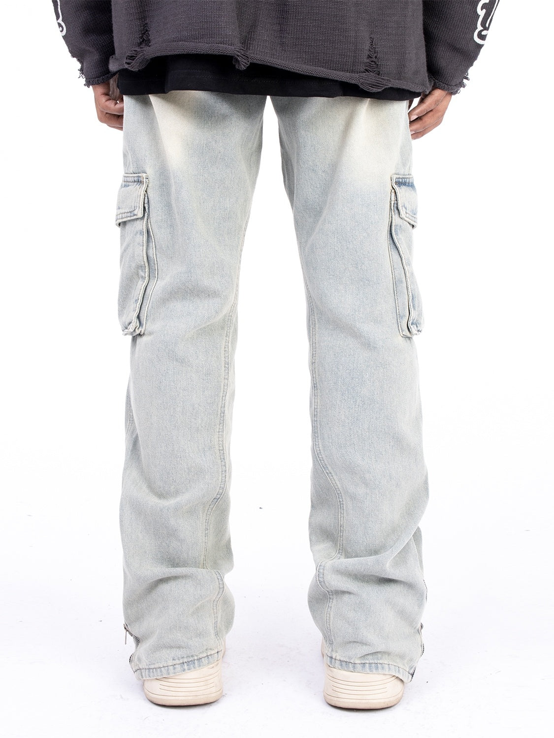 Washed Distressed Stretch Casual Pants