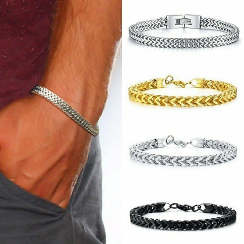 Stainless Steel Chain Bracelet — Men's