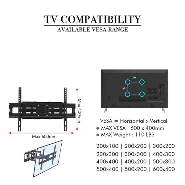 Double-Swing Large-Base TV Stand — 32-70in