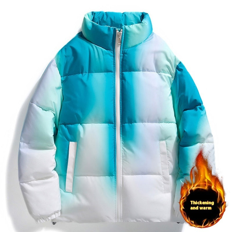 Stand-Collar Gradient Plush Jacket