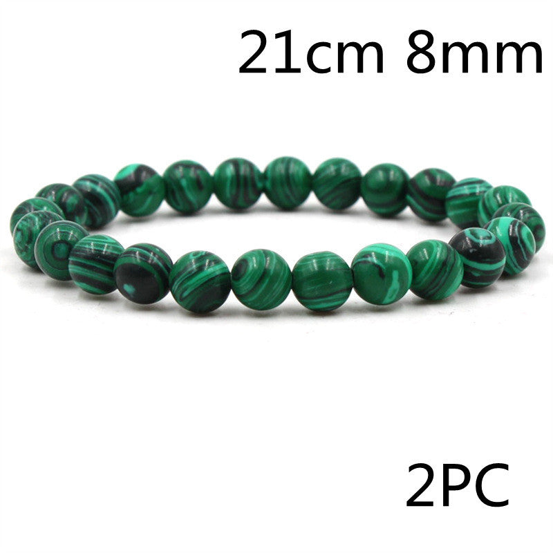 Malachite Stretch Bracelet — Black Matte