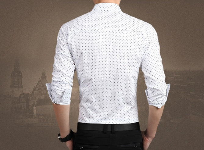 Men's Polka Dot Slim Dress Shirt