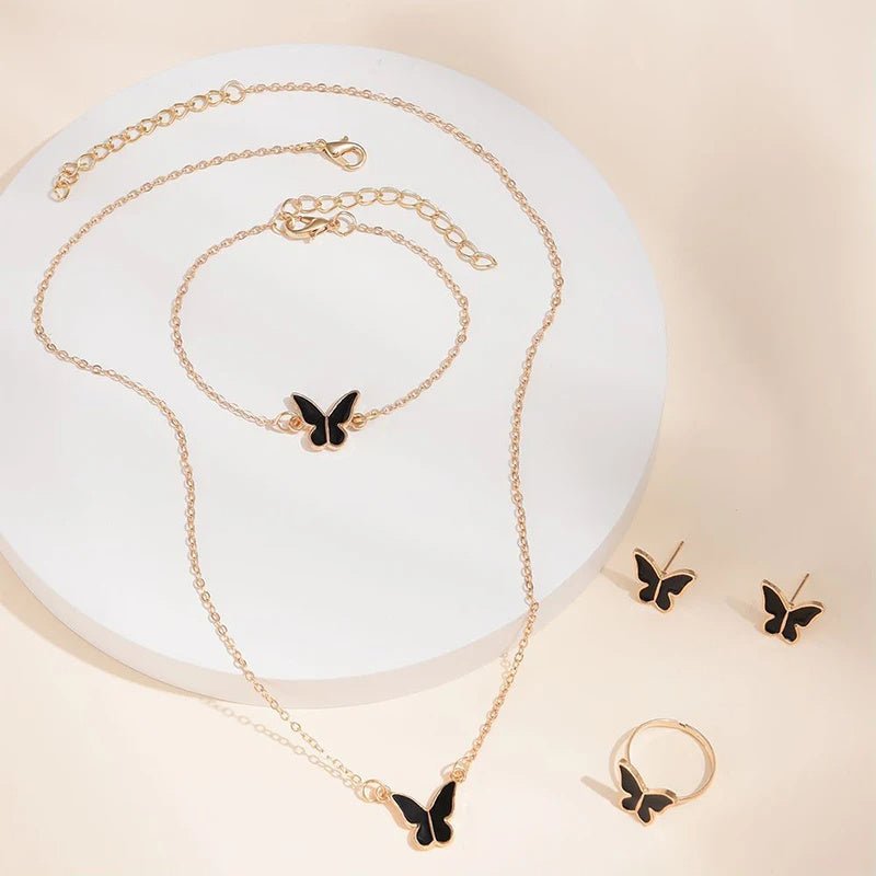 Butterfly Bridal Jewelry Set — 5 Pieces