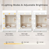 43.3 Vanity Desk With Large Mirror And Hollywood Bulbs, Modern Glass Top Makeup Vanity With Drawers And Power Outlet, Large Dressing Table With 3 Color Lighting Modes & RGB Cabinets For Bedroom