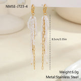 Pearl Earrings Long Tassel Stainless Steel Earrings Design Earrings