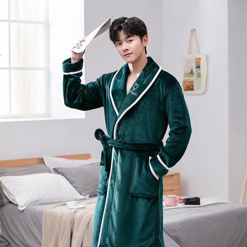 Men's Plush Oversize Flannel Bathrobe