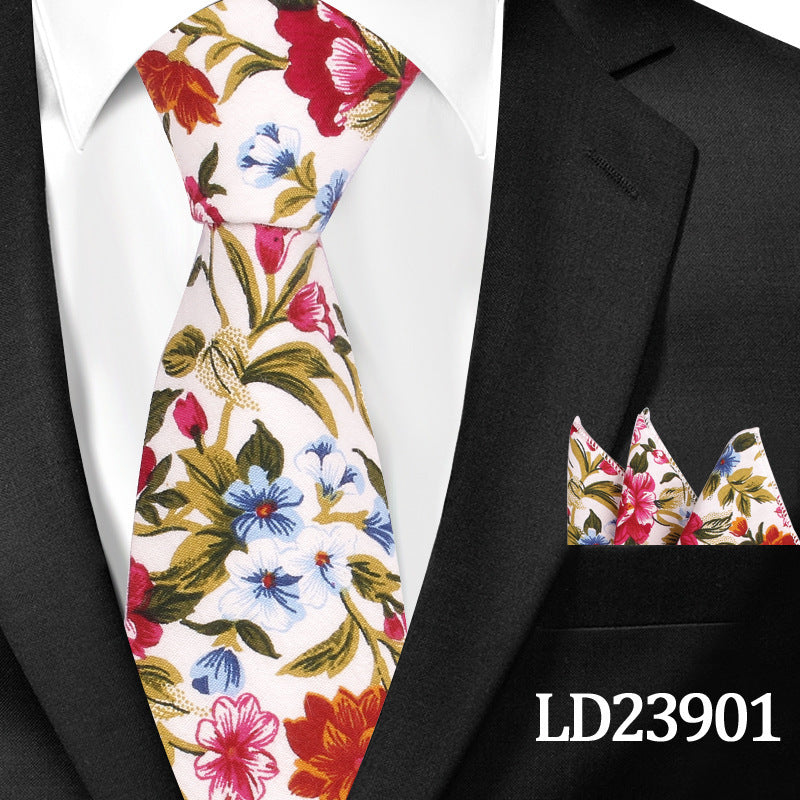 Floral Print 6cm Tie & Pocket Square Set