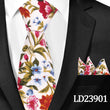 Casual Cotton Floral Print 6cm Casual Tie Pocket Square Suit