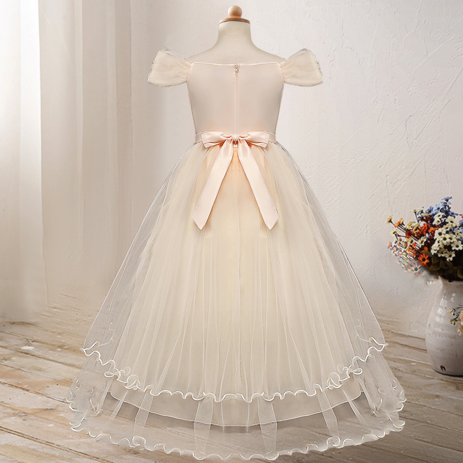 One-Shoulder Princess Flower Dress