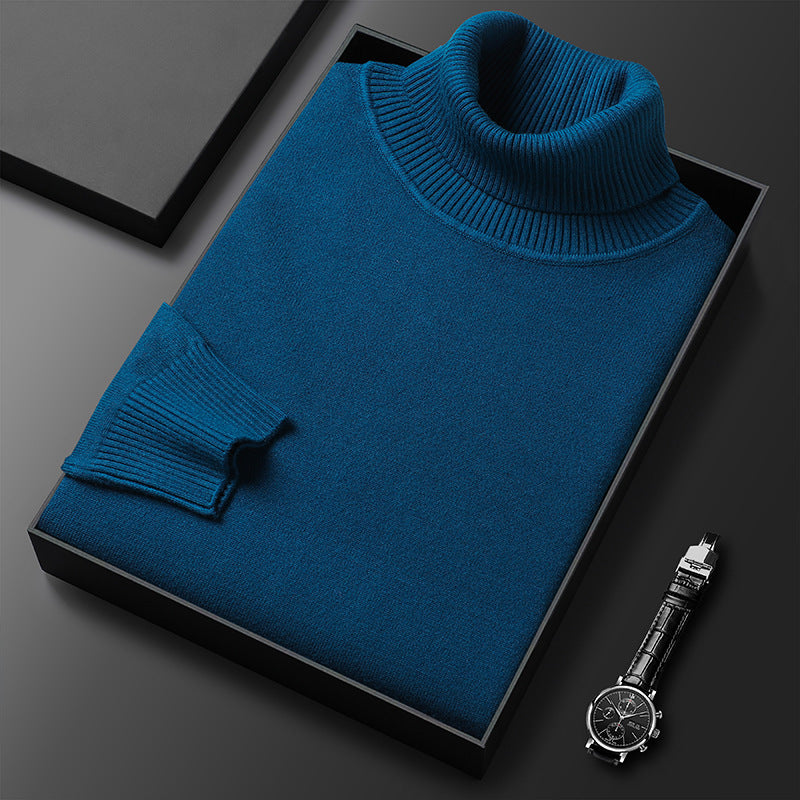 Slim-Fit Solid Color Turtleneck Pullover
