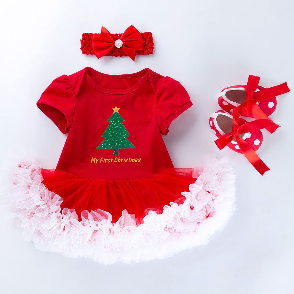 Baby Cartoon Romper Mesh Dress