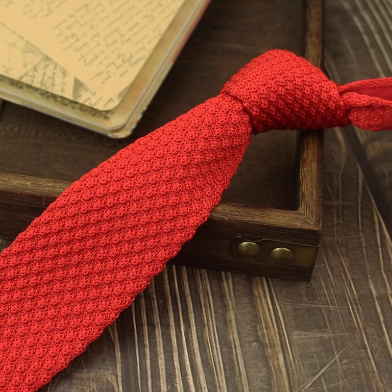 Narrow Woolen Knit Tie