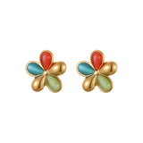 Colorful Opal Flowers Stainless Steel Studs