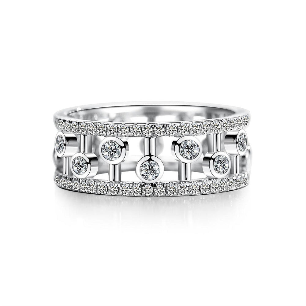 S925 Sterling Silver Hollow Water Drops Stackable Ring 8A Zircon