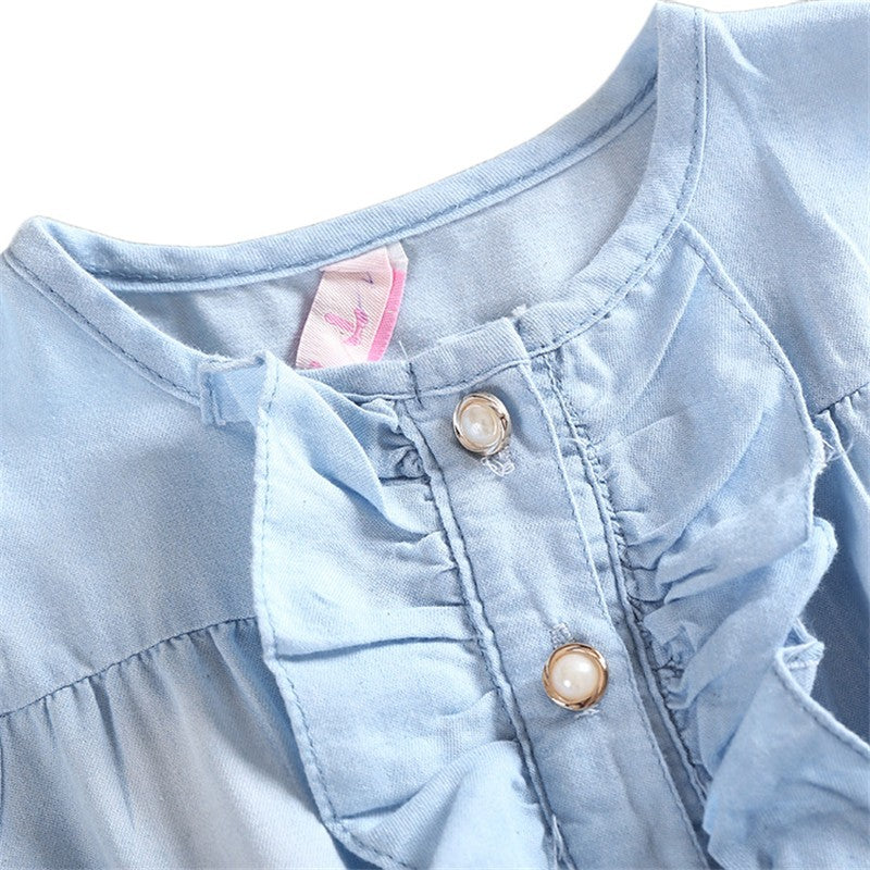 Sleeveless Denim Floral Girl Dress