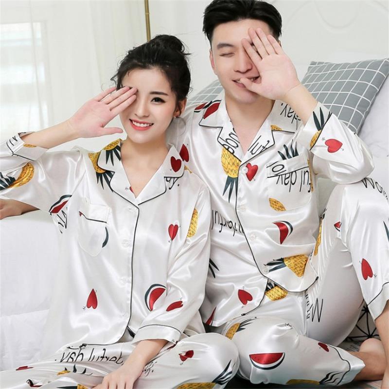 Men's Thin Silk Long-Sleeve Pajama Set