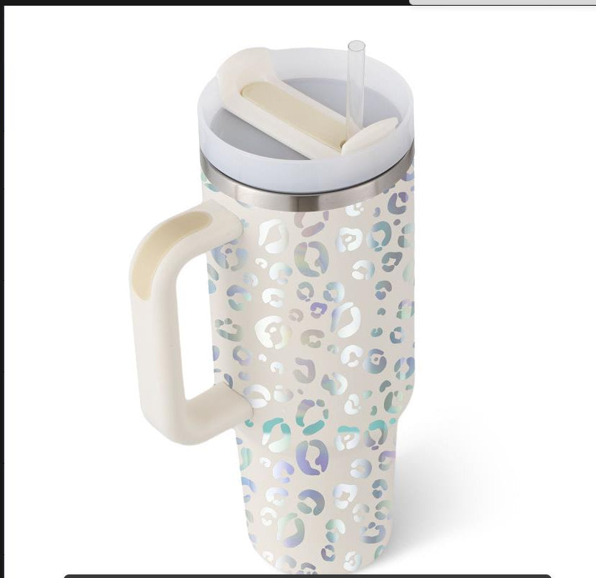 40oz Insulated Tumbler with Handle and Straw