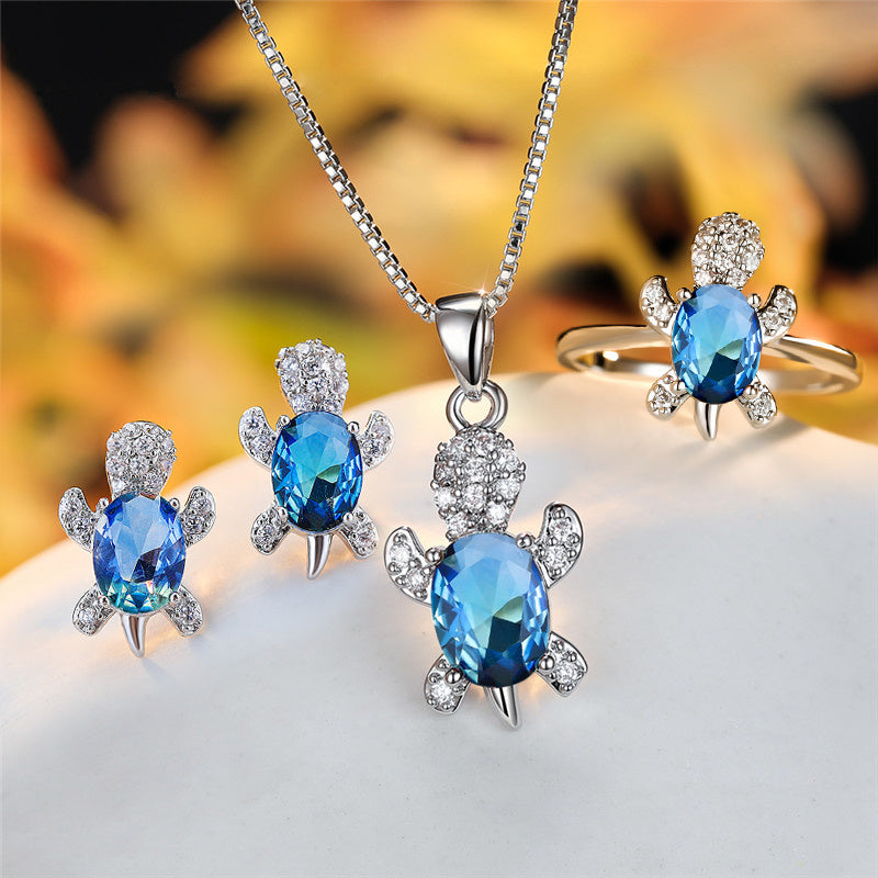 Turtle Pendant Necklace — Multicolor Crystal