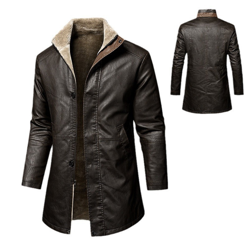 Men's Leather Extended Plus Size Men's PU Leather Coat