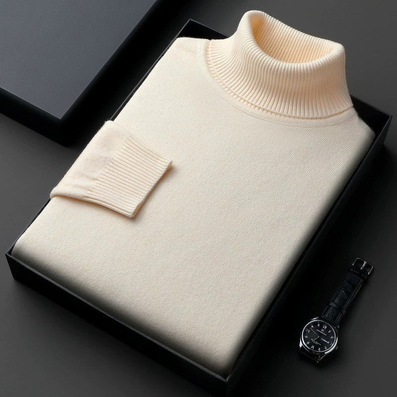 Slim-Fit Solid Color Turtleneck Pullover