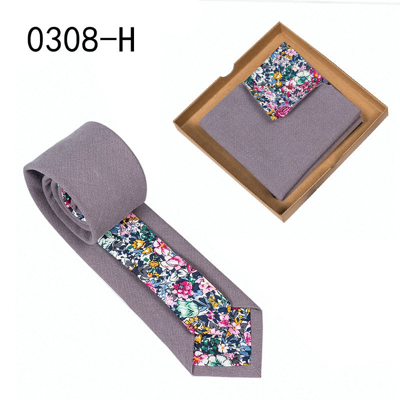Floral Cotton Necktie & Pocket Square Set