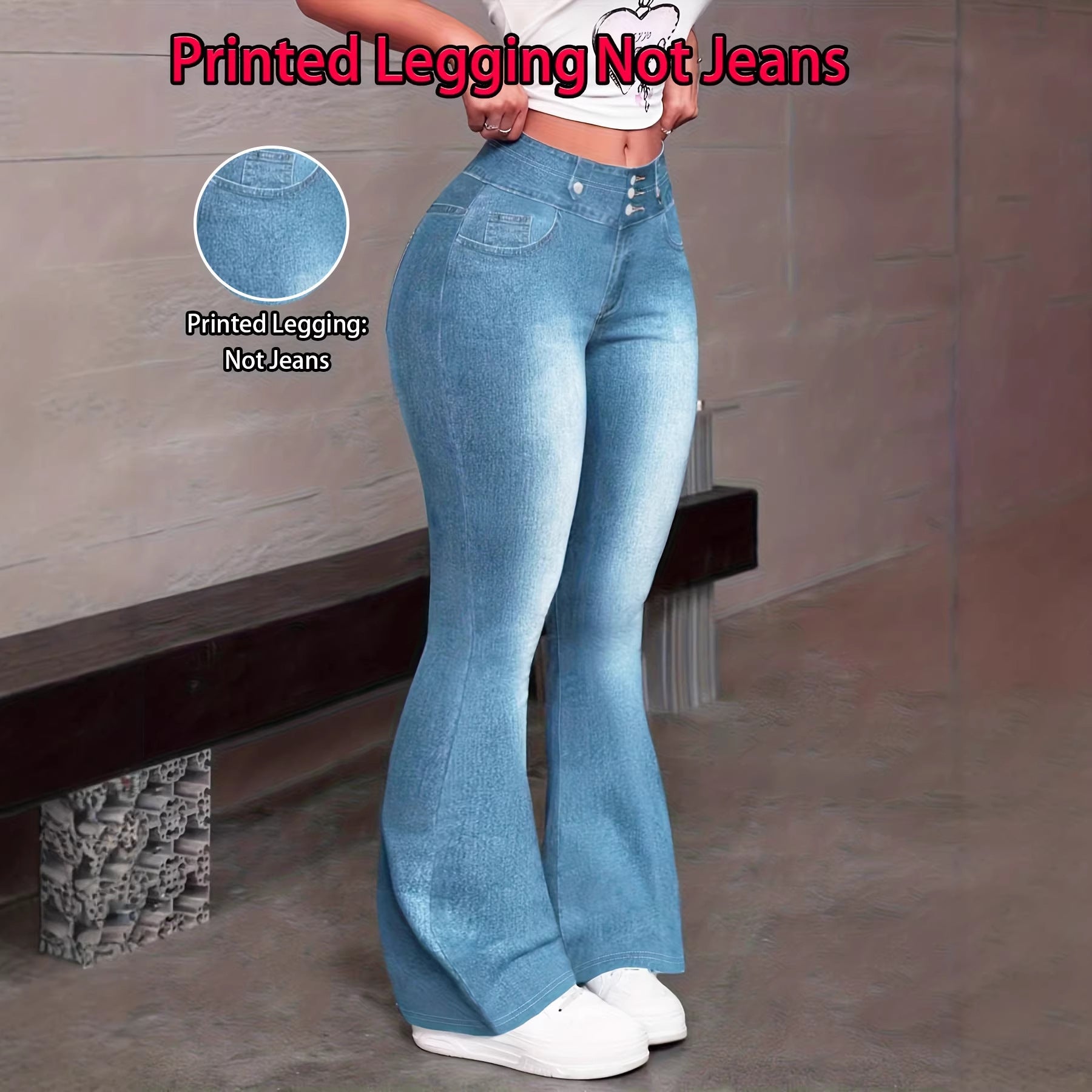 Women's Faux Denim Butterfly Print Jeans