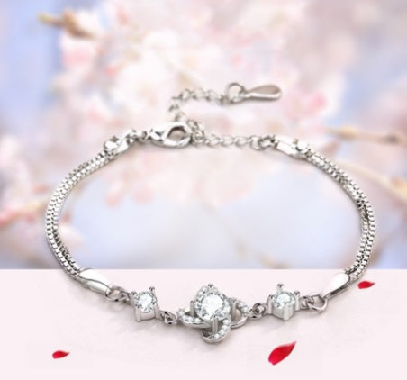 Sterling Silver Heart Zircon Pendant Necklace