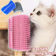 Wall-Mount Cat Self-Grooming Brush with Catnip