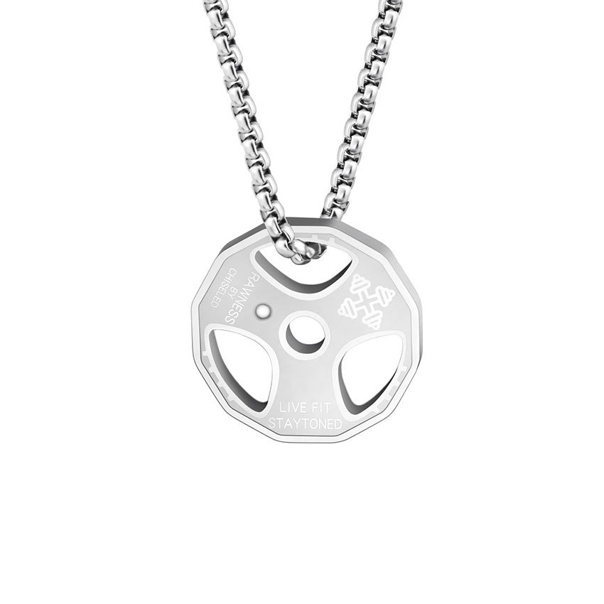 Dumbbell Pendant Necklace — Titanium Steel