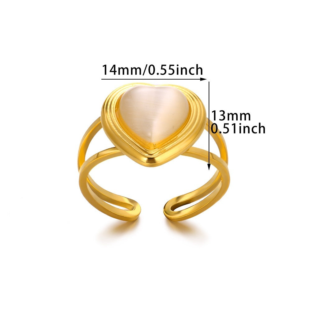 Stainless Steel Heart Pendant Ring