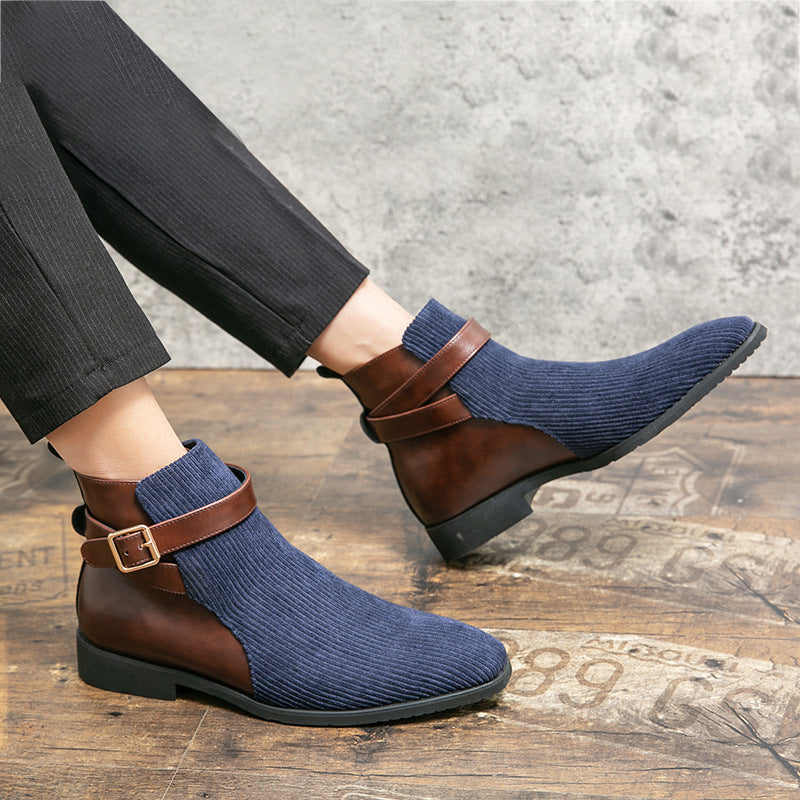 Men's Color-Block Biker Boots