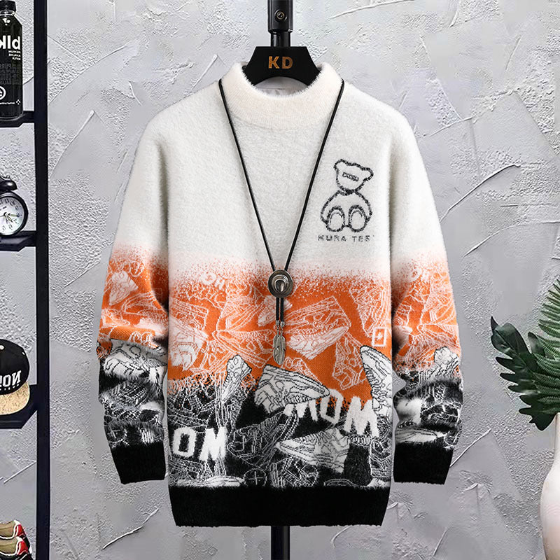 Patchwork Hip-Hop Crew Neck Sweater