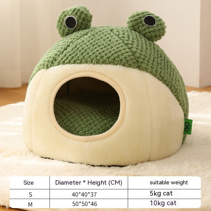 Frog Plush Pet Nest for Small Cats & Dogs