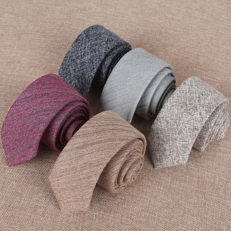 Solid Color 6cm Cotton Wedding Tie
