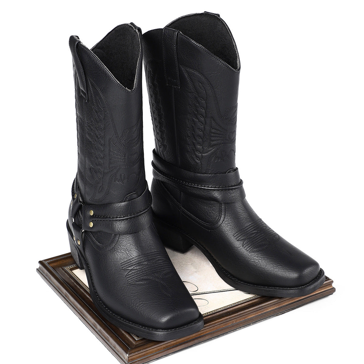 Men's Casual Heeled Leather Boots