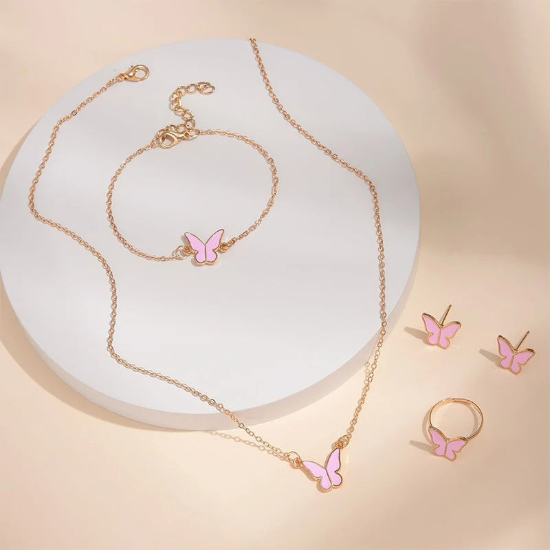 Butterfly Bridal Jewelry Set — 5 Pieces