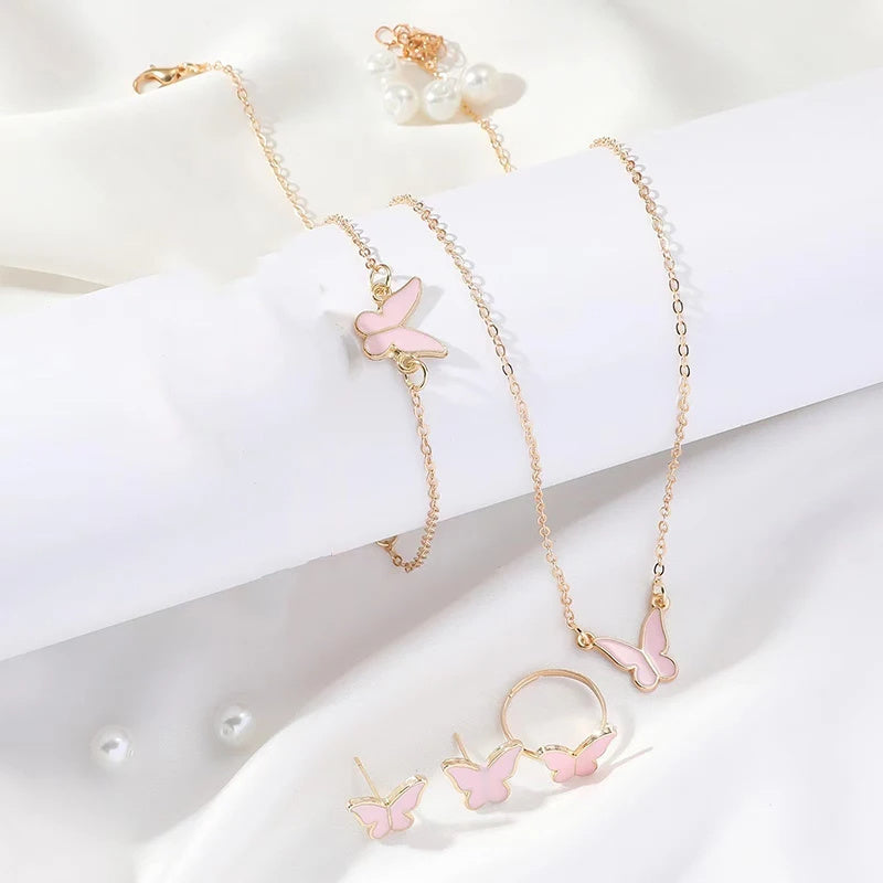 Butterfly Bridal Jewelry Set — 5 Pieces