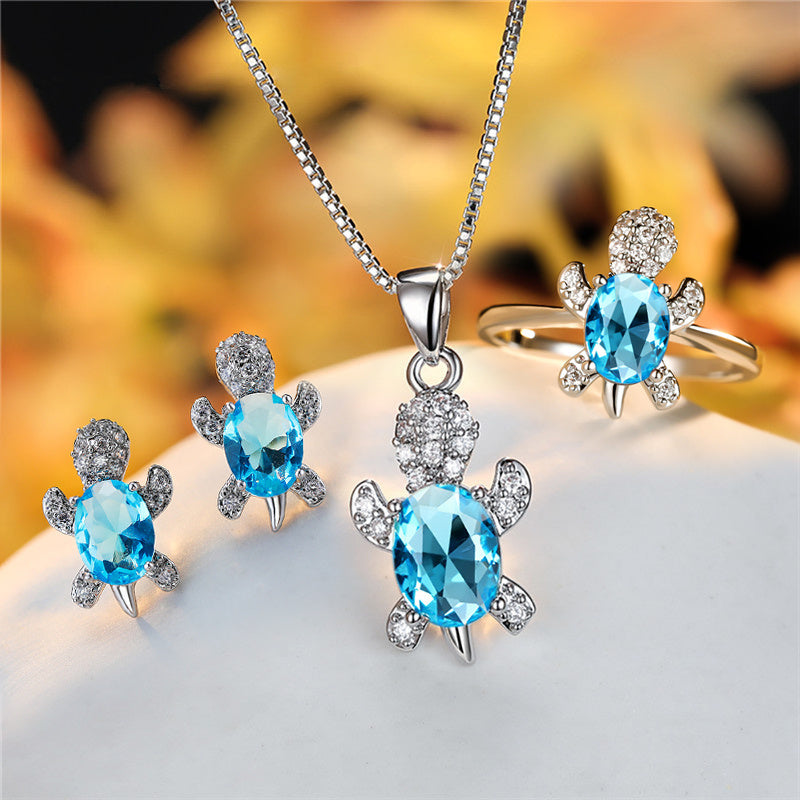 Turtle Pendant Necklace — Multicolor Crystal